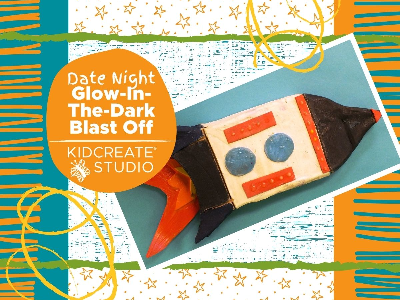 Kidcreate Studio - Eden Prairie. Date Night- Glow-in-the-Dark Blast Off Workshop (3-9 years) 